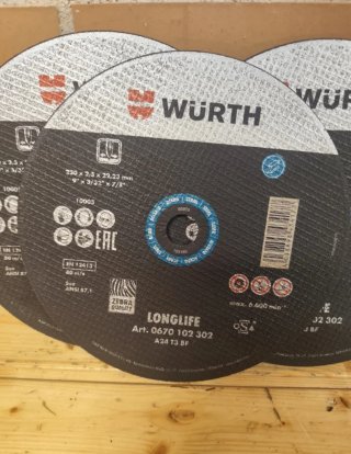 3 Disco radial corte Wurth 230mm amoladora