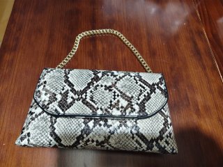 Bolso de serpiente con cadena dorada