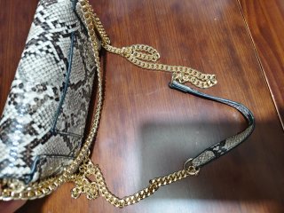Bolso de serpiente con cadena dorada
