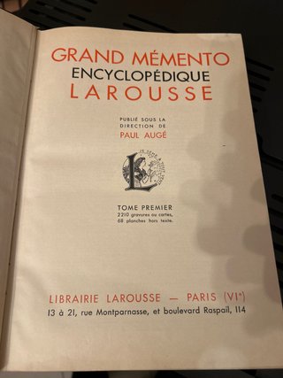 Lotto 3 Libri Antichi Grand Mémento Larousse