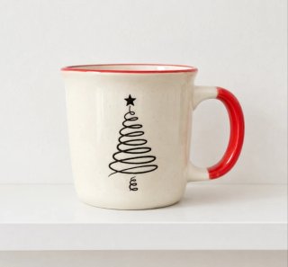Taza cerámica árbol navidad roja