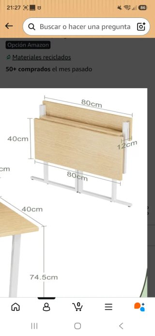 Escritorio plegable madera y metal