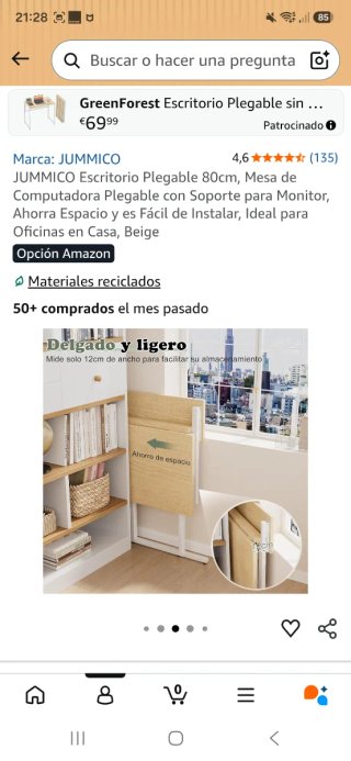Escritorio plegable madera y metal