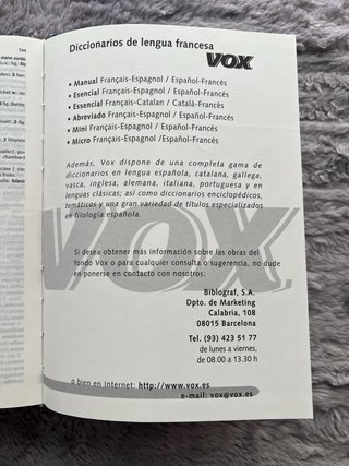 Diccionario manual VOX, español - francés, nuevo