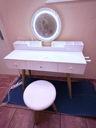 Tocador con Espejo LED y Taburete