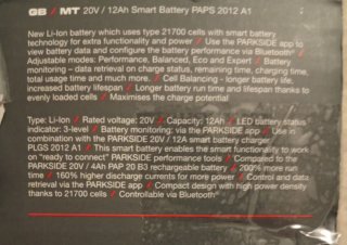 Bateria Parkside 20V 12Ah Smart Nova