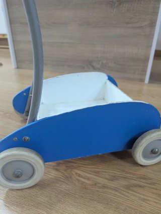 Andador Mula Infantil Madera y Metal Azul