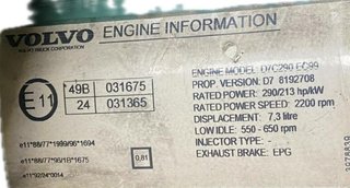 Volvo motor completo d7c290 fm7