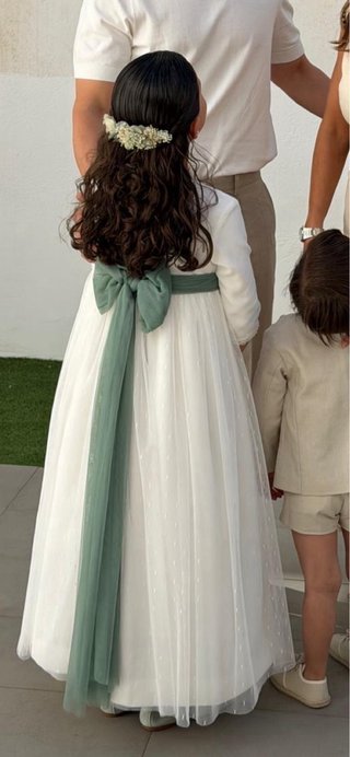 Vestido de Comunión Blanco y Verde talla 8 años