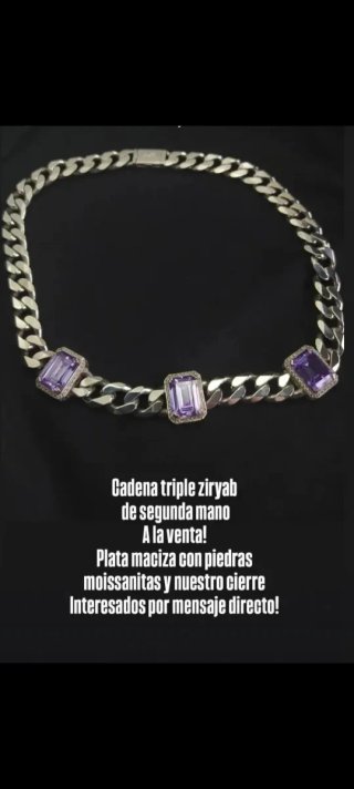 Cadena Ziryab Plata Maciza con Piedras moissanitas