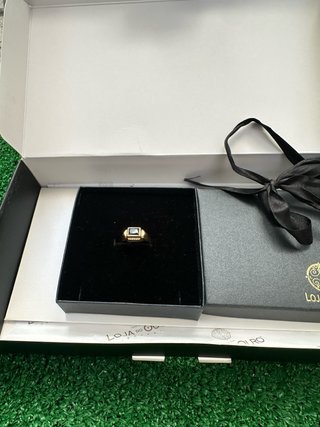Anel em Ouro 19,2K com Zircónia Preta – Tamanho 19