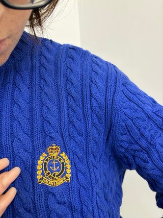 Maglione Ralph Lauren Treccia Blu Taglia M