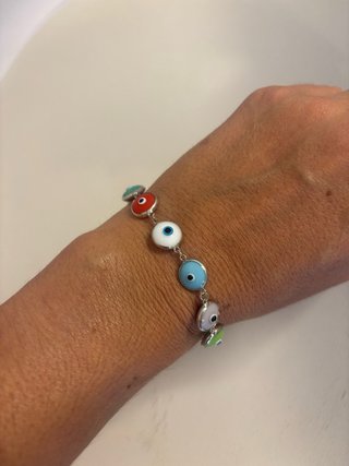 Pulsera Plata Ojos Turcos Multicolor