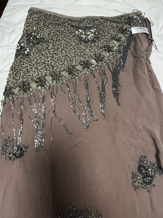 Falda Zara viral bordada flecos Talla M