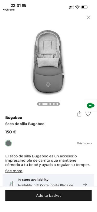 Saco de dormir Bugaboo gris