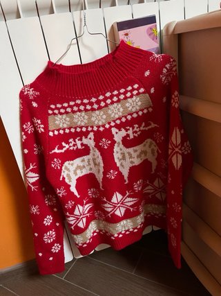 Maglione donna con pinguino natalizio