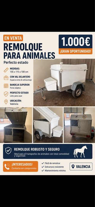 Remolque perros/carga documentado Perfecto estado