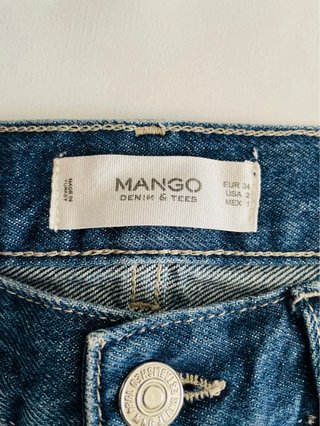 Mango Jeans Donna XS Blu Ricami Floreali