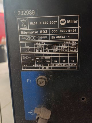 Soldadora Miller Migmatic 293 400 V 280 A