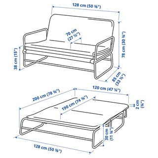 Sofá Cama Ikea HAMMARN Gris/Negro