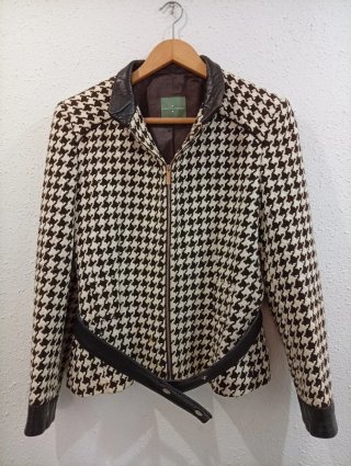 Chaqueta Roberto Verino Houndstooth Cuello Piel