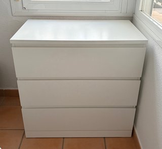 Cómoda Malm Ikea 3 cajones Blanca