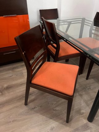 Mesa comedor cristal y 6 sillas