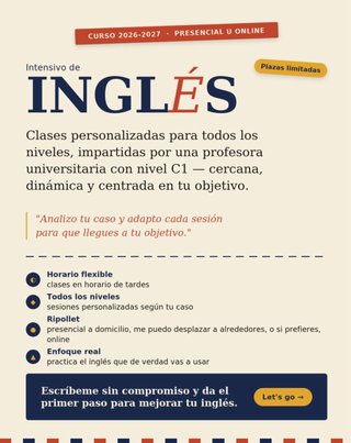 CLASES PARTICULARES DE INGLÉS- Presencial u online