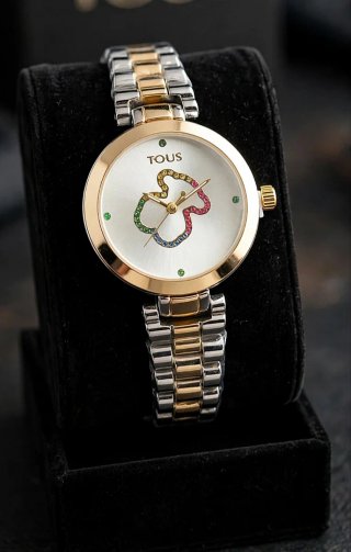 Reloj Tous bicolor con osito de piedras