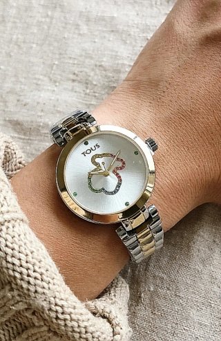 Reloj Tous bicolor con osito de piedras