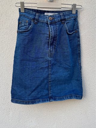Falda midi tubo Stradivarius azul