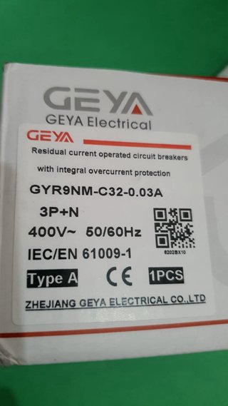 Disyuntor RCBO GEYA GYR9NM-C32-0.03A 3P+N Tipo A