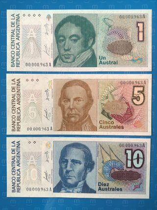 Serie de Billetes Argentinos UNC.  Australes