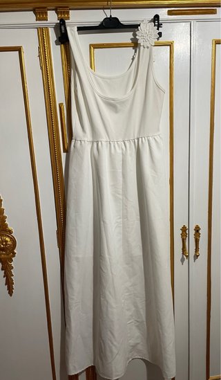 Vestido blanco flores hombro talla XL