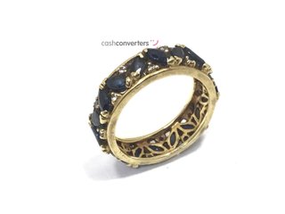 anillo oro 18k con piedra con zafiro,diamante