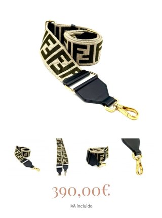 Correa Fendi FF Beige y negro