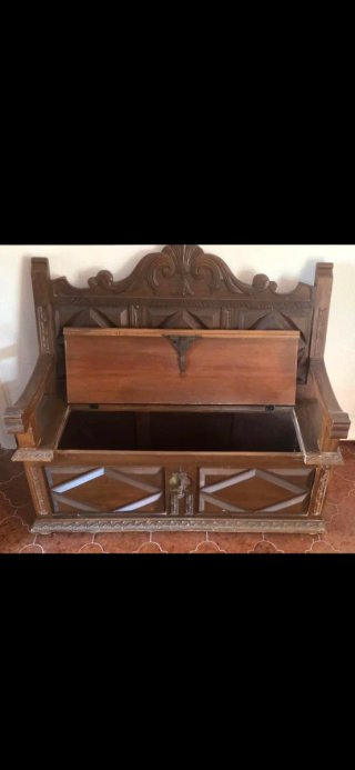 Banco Arcon Baúl Madera Maciza Tallada