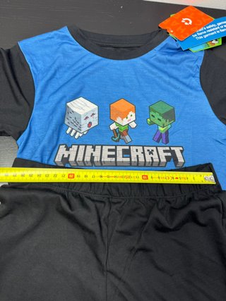 PIJAMA MINECRAFT NIÑO CORTO STEVE Y CREEPER NEGRO