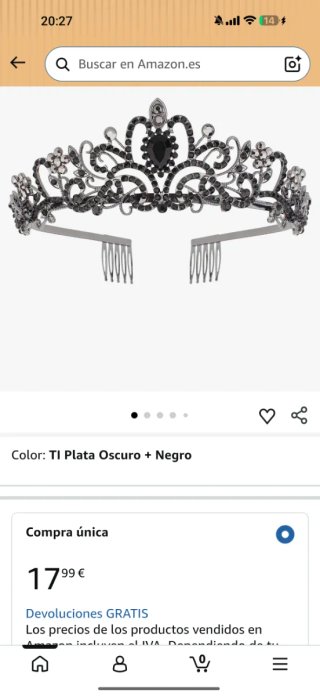 Tiara negra con cristales morados