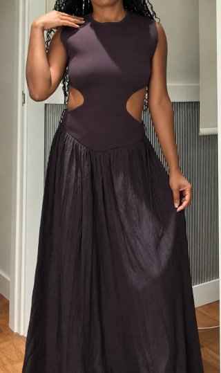 Vestido Zara marrón con cortes laterales