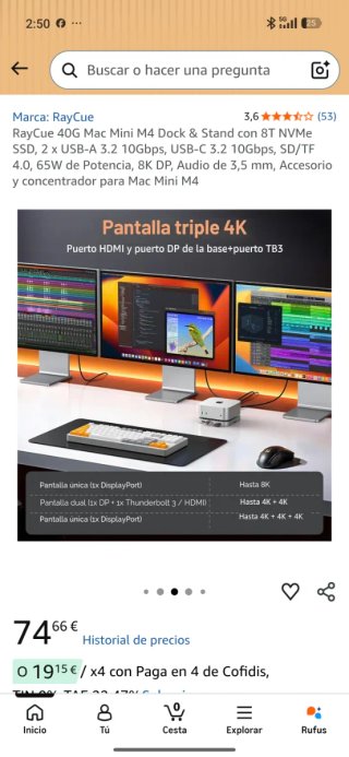 RayCue Dock & Stand Mac Mini M4 40G