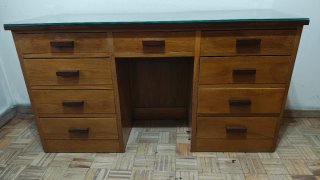 Escritorio madera y cristal años 50