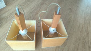 Lámparas de techo tela y madera