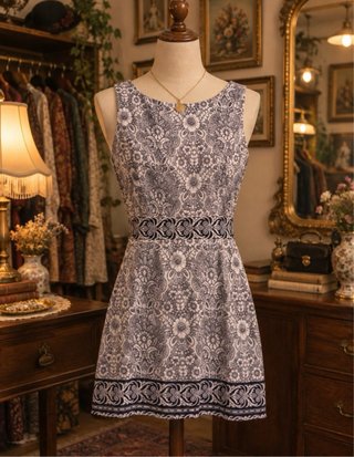 Vestido estampado floral negro y blanco