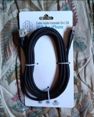 Cable iPhone Trenzado de 2m Negro 2A
