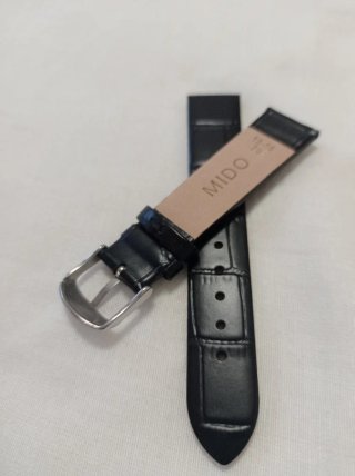 Cinturino Mido in pelle nera effetto coccodrillo
