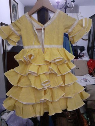 Vestido Flamenca Amarillo Volantes