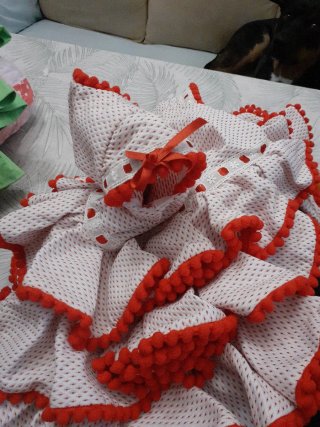 Vestido Flamenca volantes rojo y blanco