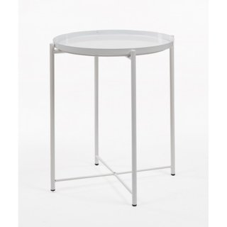 Mesa auxiliar redonda blanca plegable