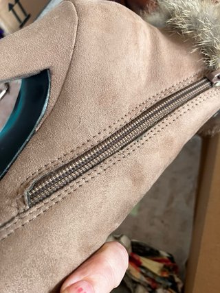 Botines elegantes beige con pelo Tacón de aguja